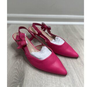 Talbots Shoes Womens Size 9 Pink Slingback Bow Pointed Toe Kitten Heel Pumps